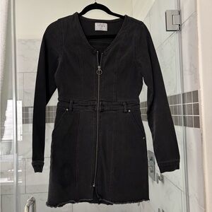 Black Long Sleeve Denim Dress